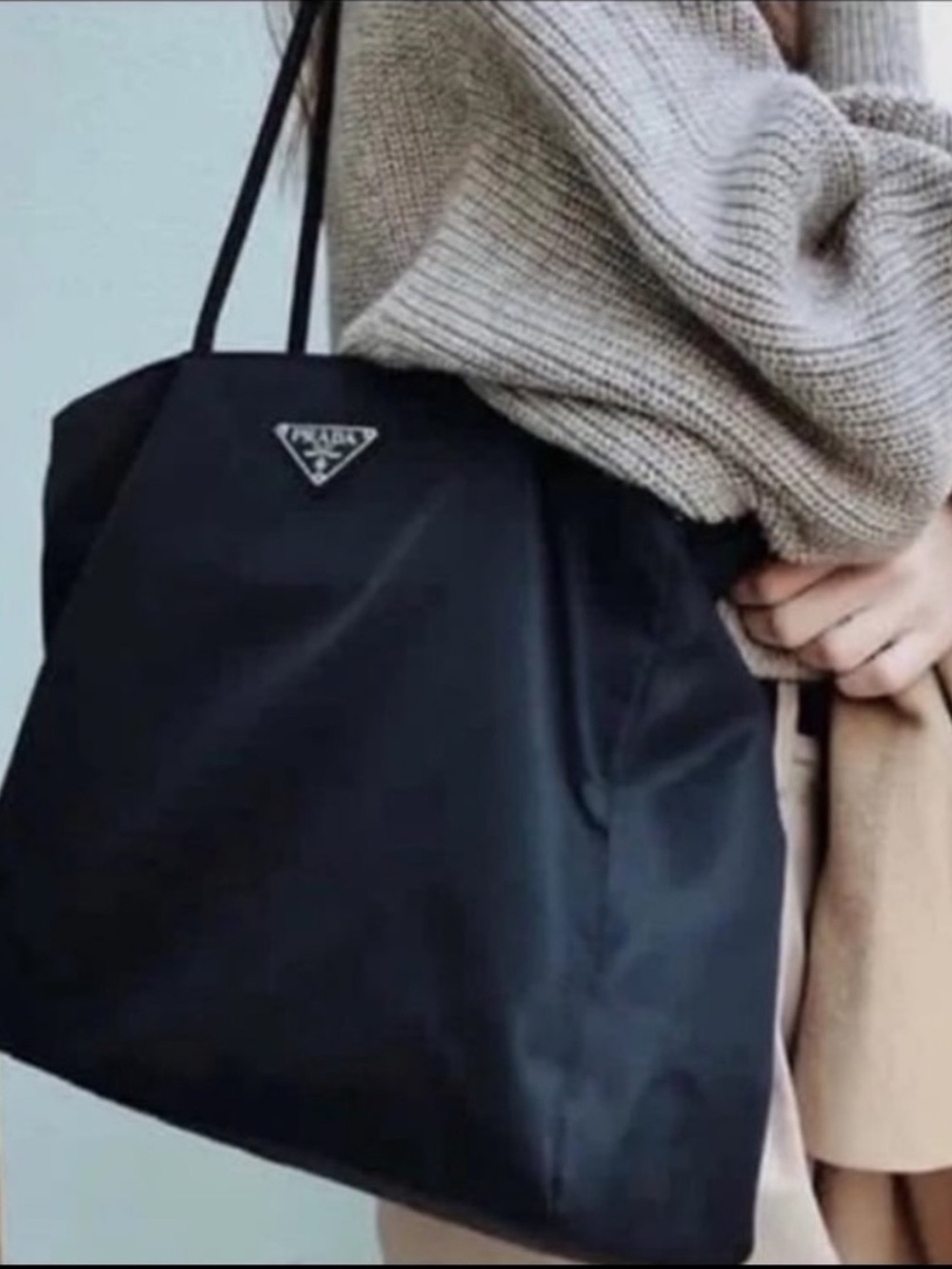 Prada Black Nylon Double-Handle Shoulder Bag - Picture 2 of 16